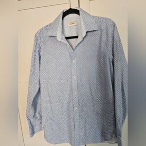 Ted Baker London Men's Slim Fit Shirt 15.5 34/35 Blue Geometric Pattern Cotton